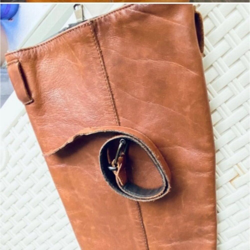 Italian Belted Genuine Leather Brown Riding Boot- Size Euro 37 - Picture 12 of 16